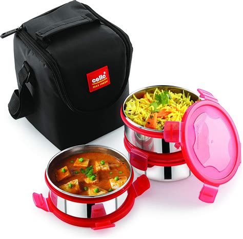 cello max fresh click steel lunch box set|Cello Max Fresh Click Lunch Box Set with Bag .